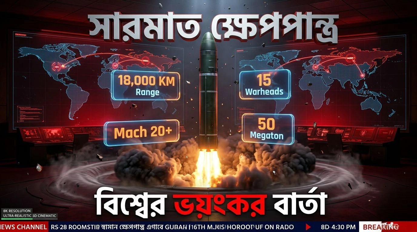 সারমাত ক্ষেপণাস্ত্র সফল পরীক্ষা: রাশিয়ার ভয়ংকর বার্তা বিশ্বকে