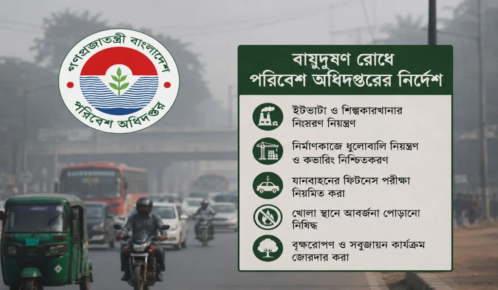 বায়ুদূষণ রোধে পরিবেশ অধিদপ্তরের নির্দেশ