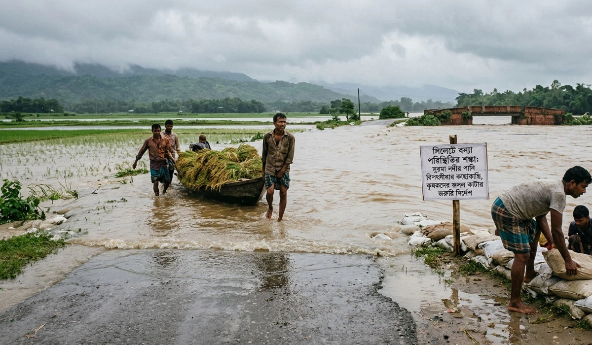 সিলেটে বন্যা পরিস্থিতির শঙ্কা